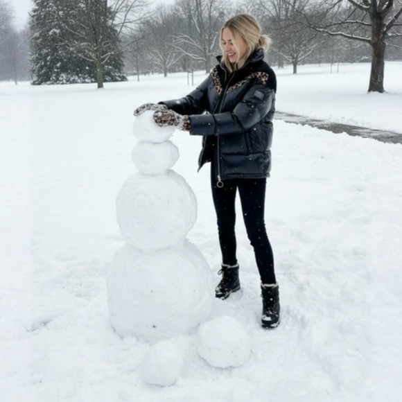 NVLT Jackets & Blazers - NVLT Nordstrom Mixed Media PufferBlack Lepoard Print Jacket